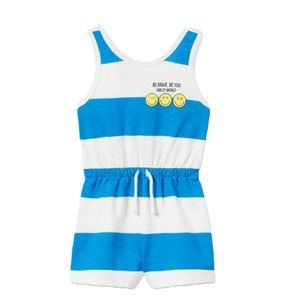 ZARA little girl white and blue shorts jumpsuit